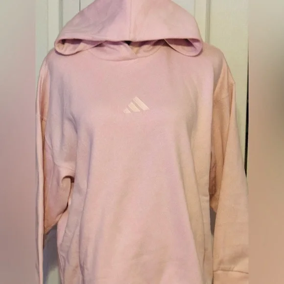 NWT Adidas Sportswear All Season Fleece Loose Hoodie Women Hoodies Sandy-Pink - Picture 4 of 7